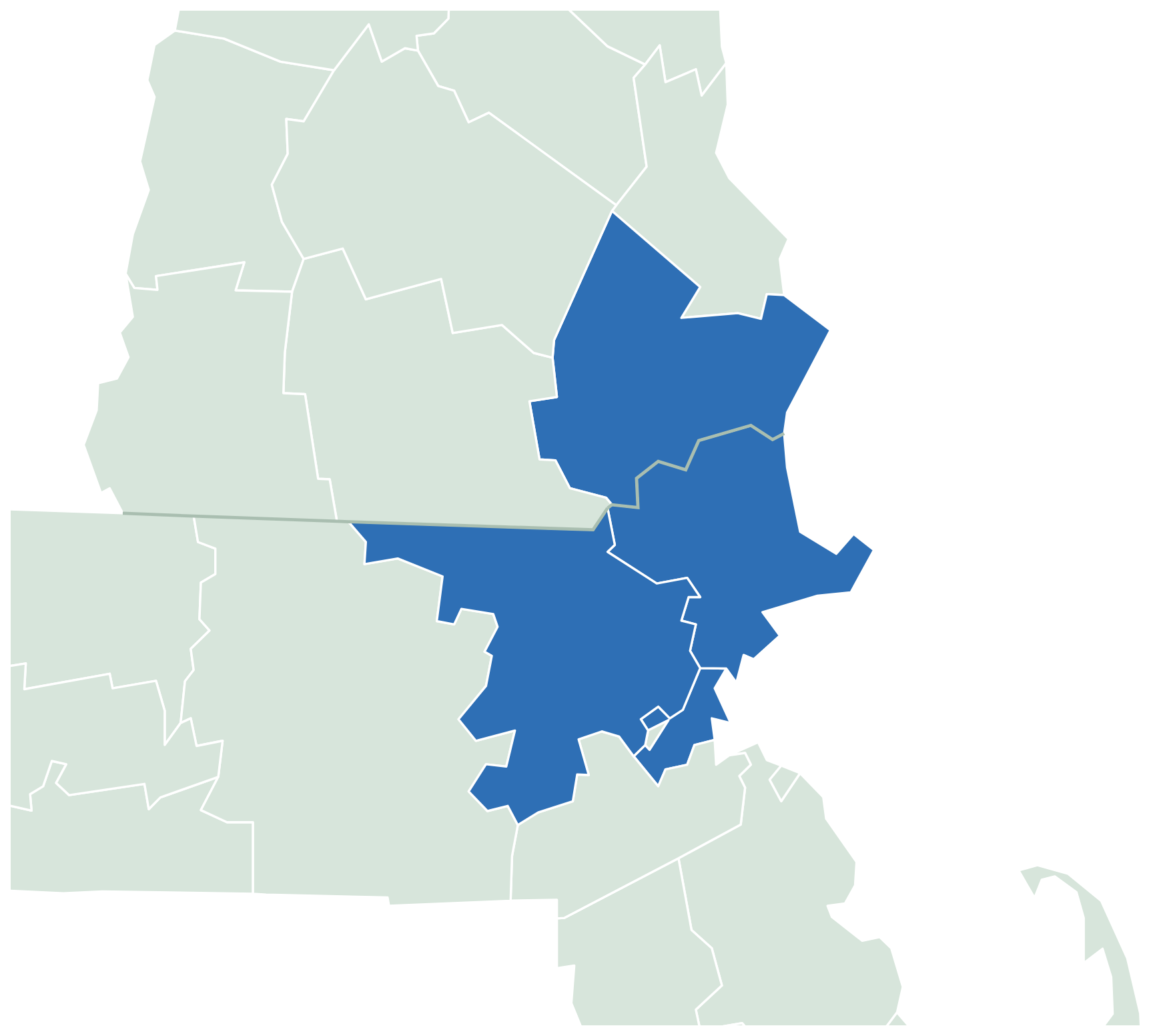 Map of Seaside Windows and Doors' service area: Essex, Middlesex and Suffolk counties in Massachusetts and Rockingham County in New Hampshire